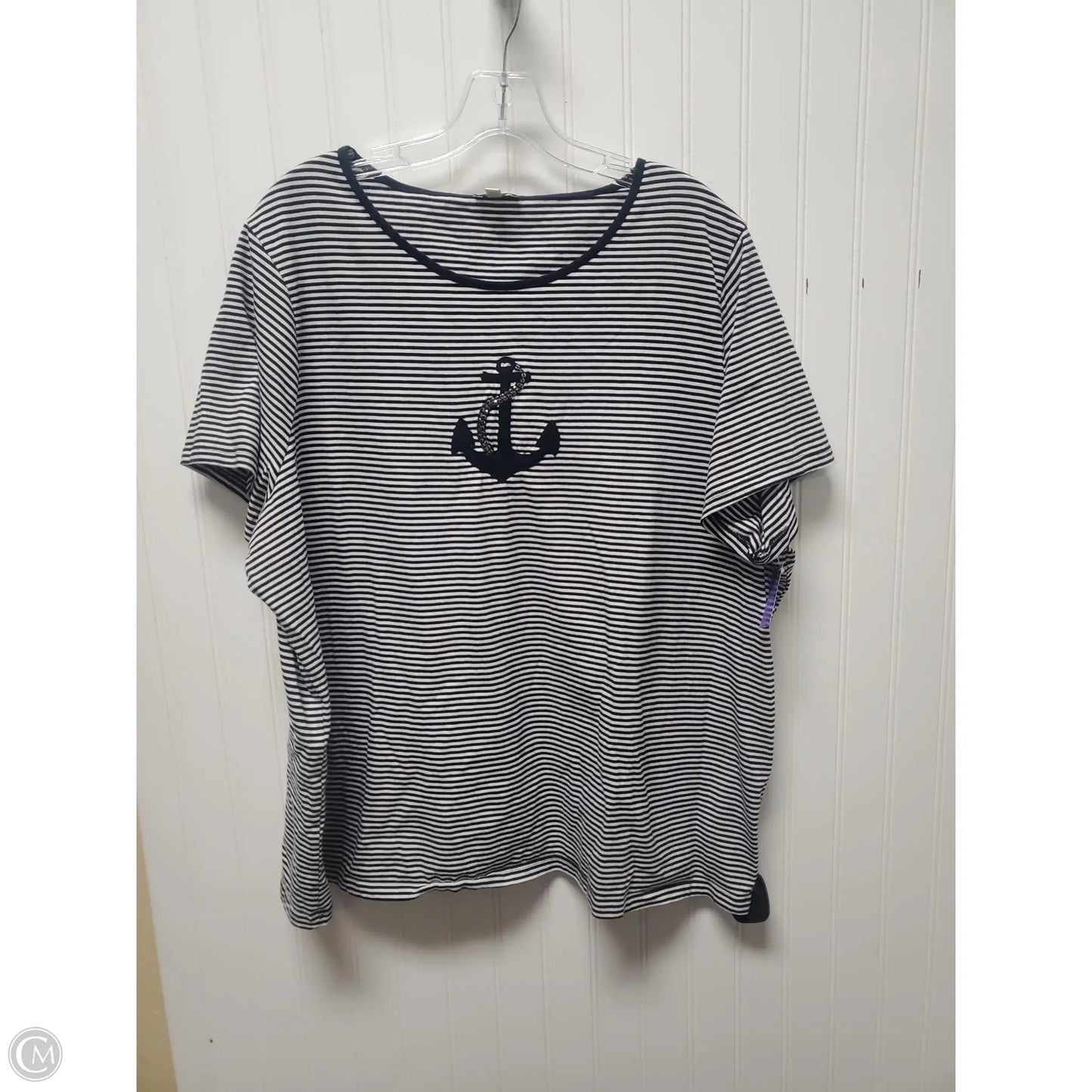 Top Short Sleeve By Talbots In Striped Pattern, Size: 3x