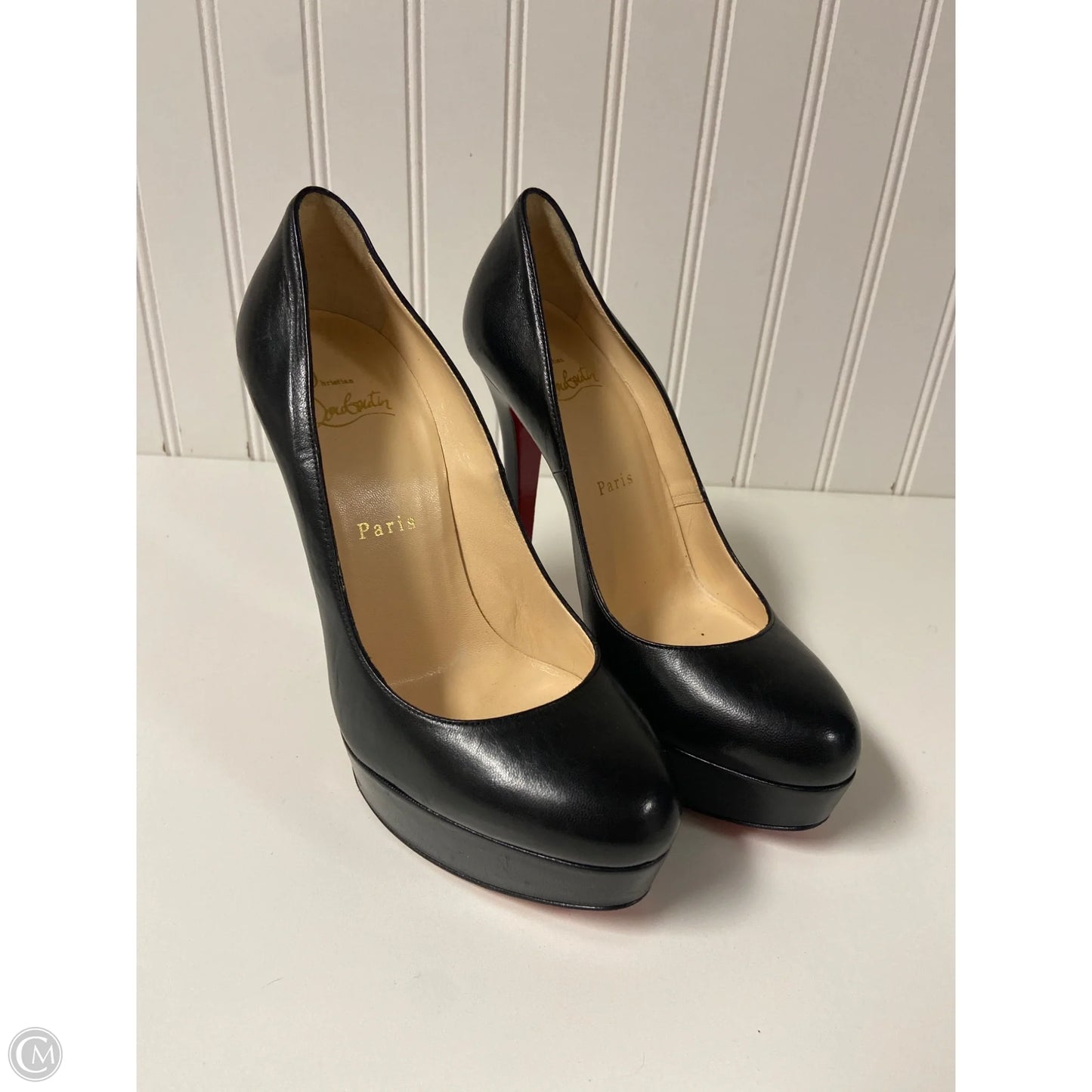 Shoes Luxury Designer By Christian Louboutin In Black, Size: 6.5