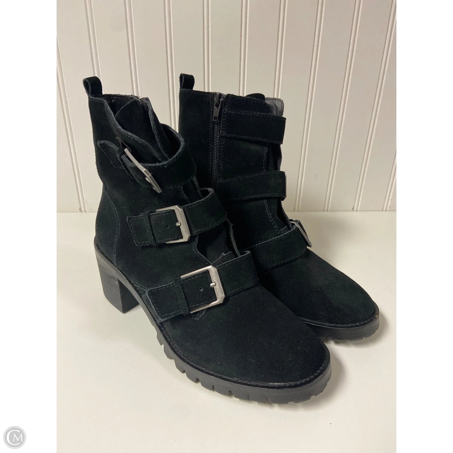 Boots Ankle Heels By Crown Vintage In Black, Size: 8
