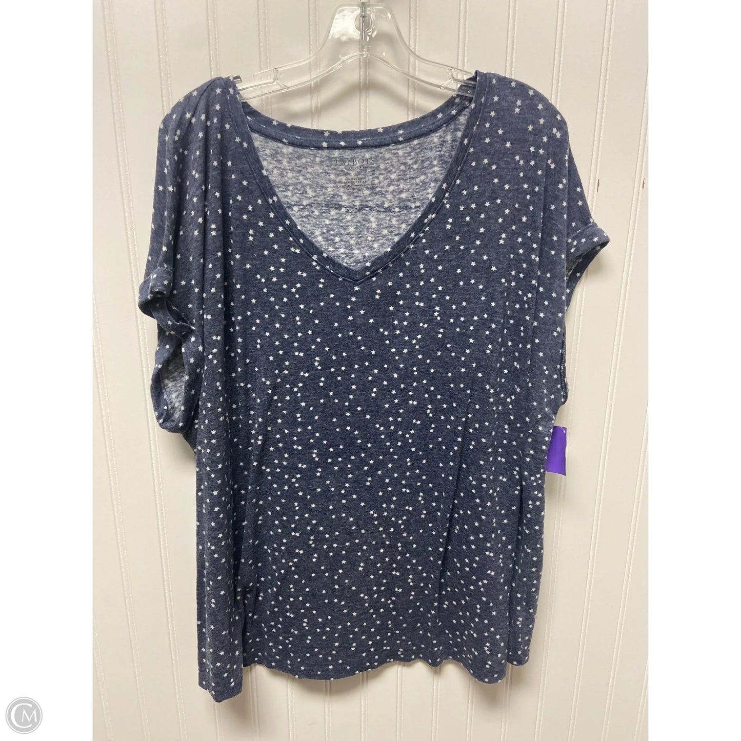 Top Short Sleeve Basic By Talbots In Blue & White, Size: 3x