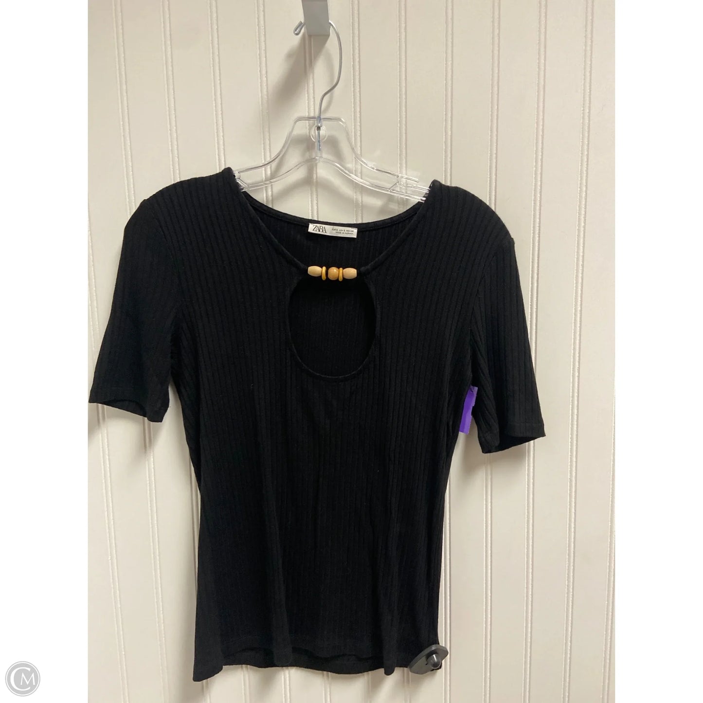 Top Short Sleeve By Zara In Black, Size: S