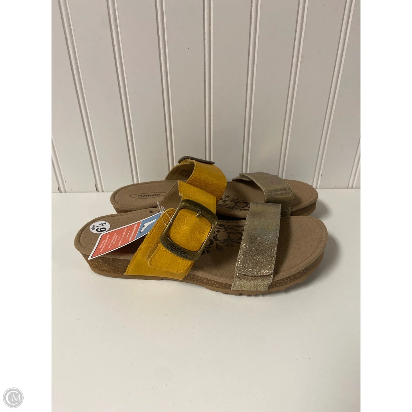 Sandals Flats By Aetrex In Yellow, Size: 6.5