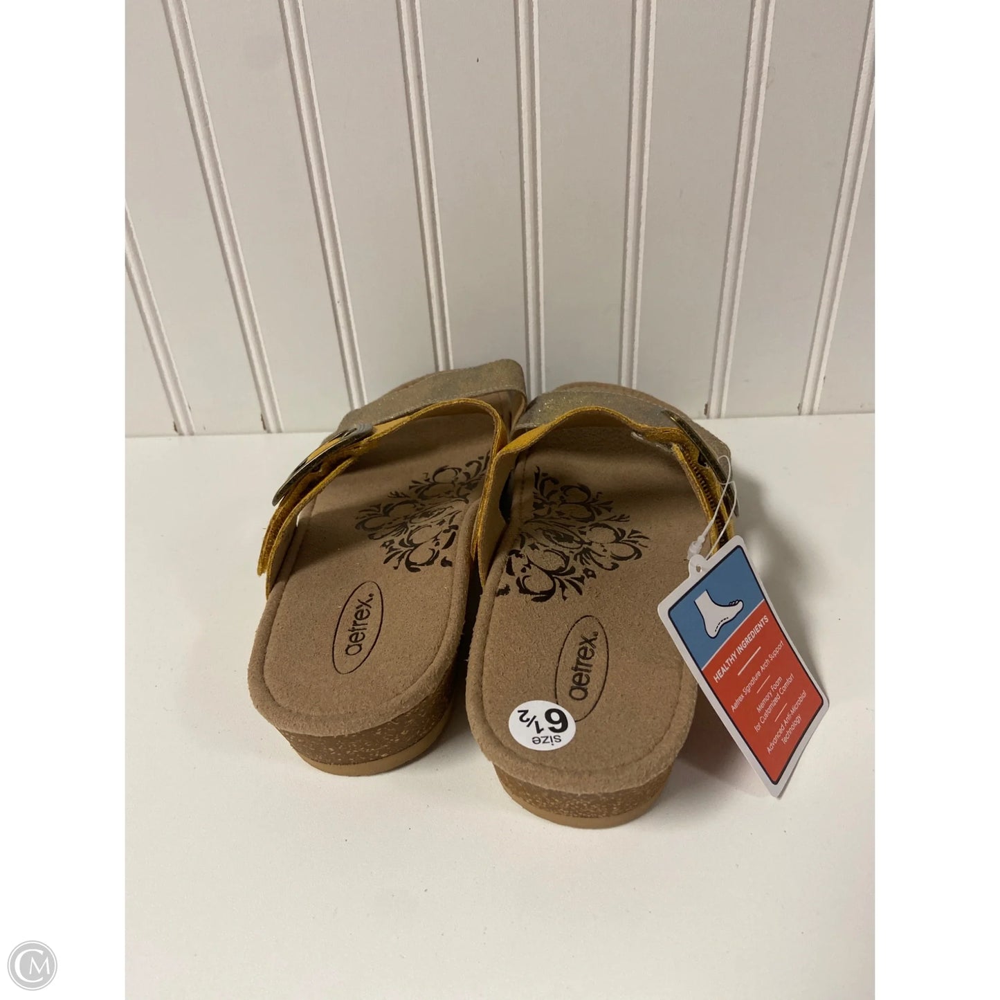 Sandals Flats By Aetrex In Yellow, Size: 6.5