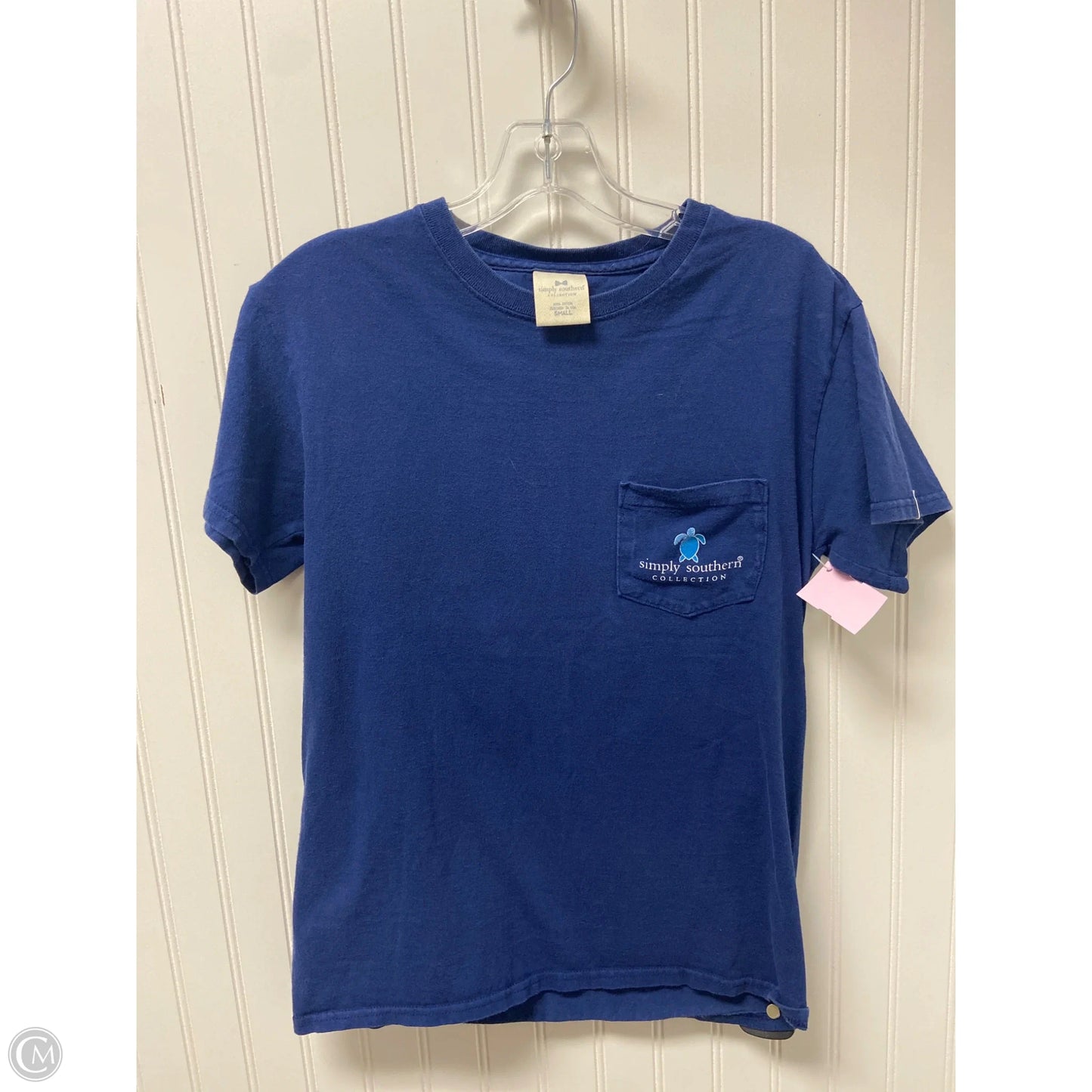 Top Short Sleeve By Simply Southern In Navy, Size: S