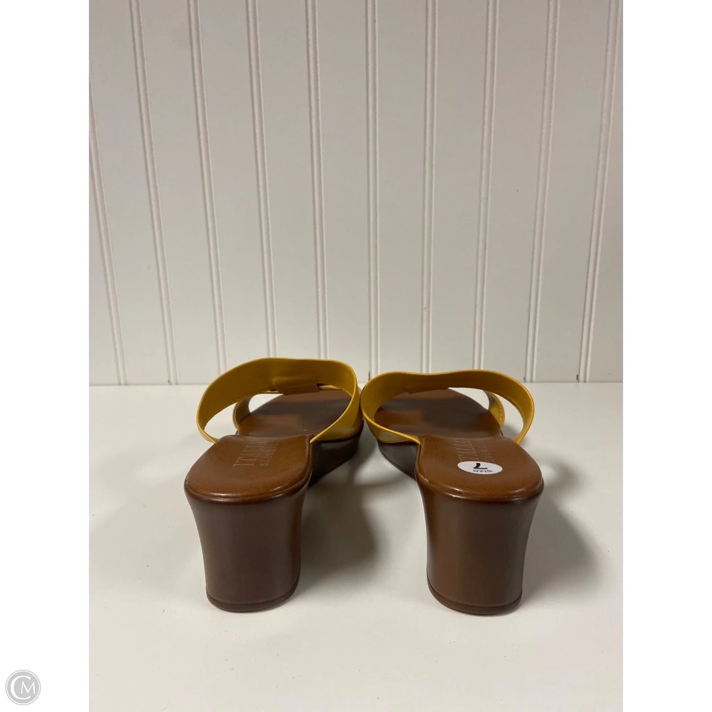 Sandals Heels Wedge By Italian Shoemakers In Yellow, Size: 7