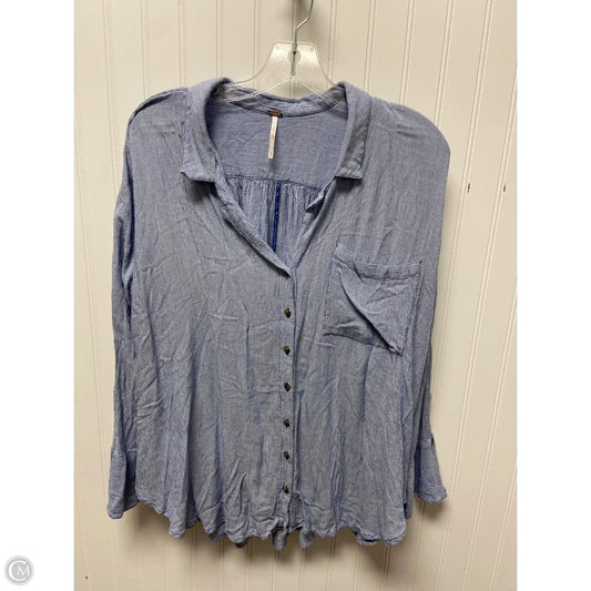 Top Long Sleeve By Free People In Blue & White, Size: S