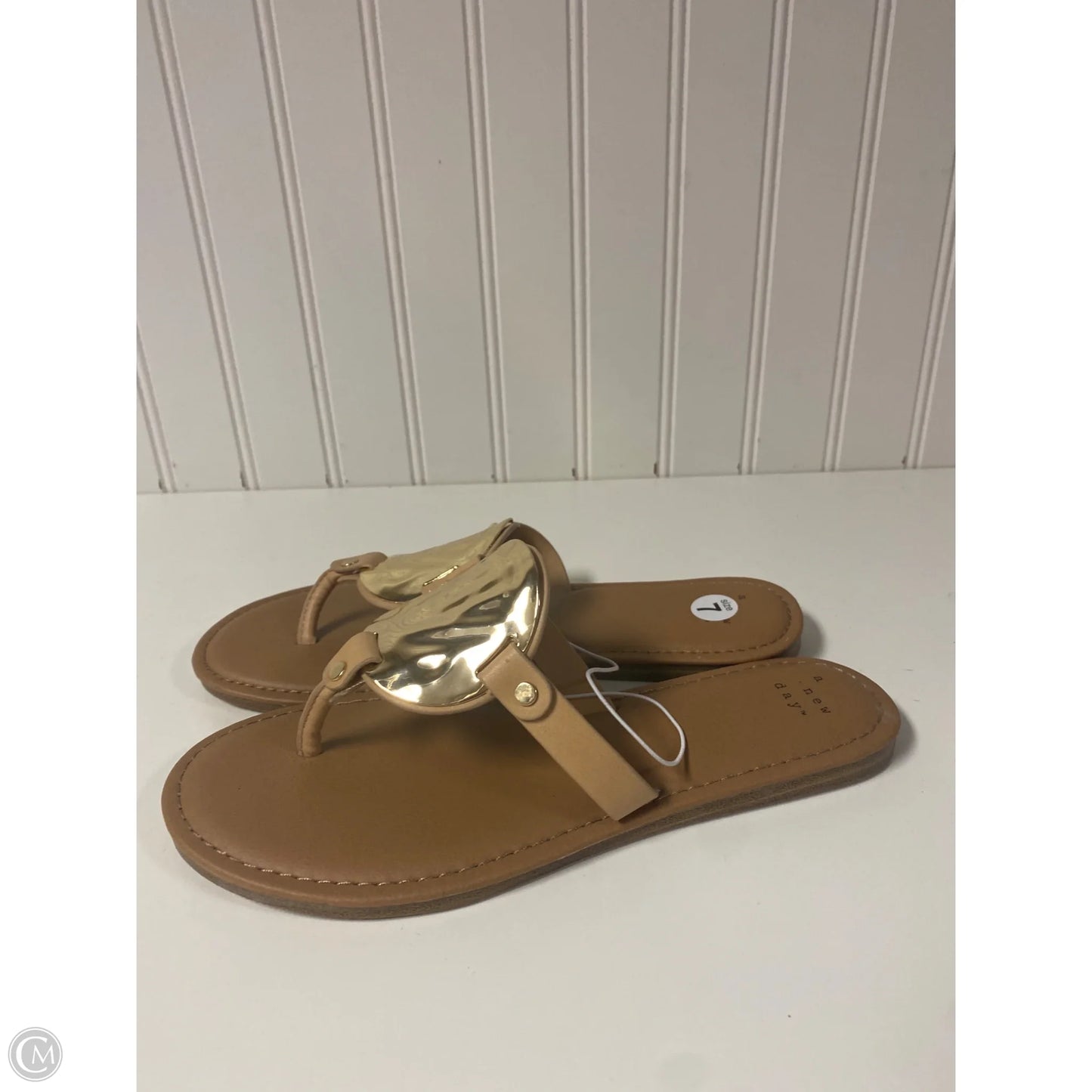Sandals Flip Flops By A New Day In Tan, Size: 7