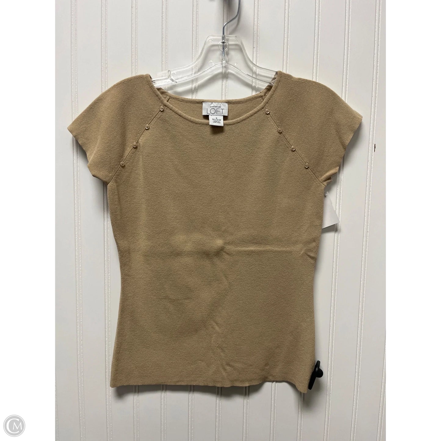 Top Short Sleeve By Loft In Tan, Size: M