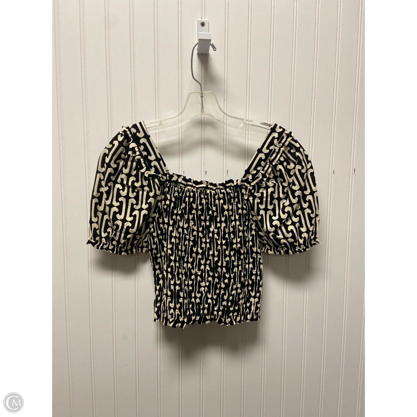 Top Short Sleeve By Monteau In Black & Cream, Size: M
