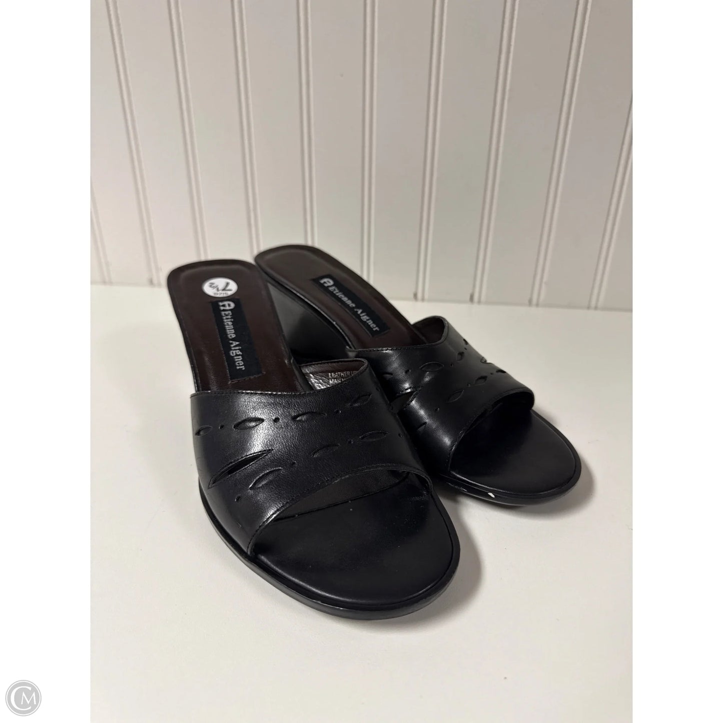 Sandals Heels Wedge By Etienne Aigner In Black, Size: 7.5