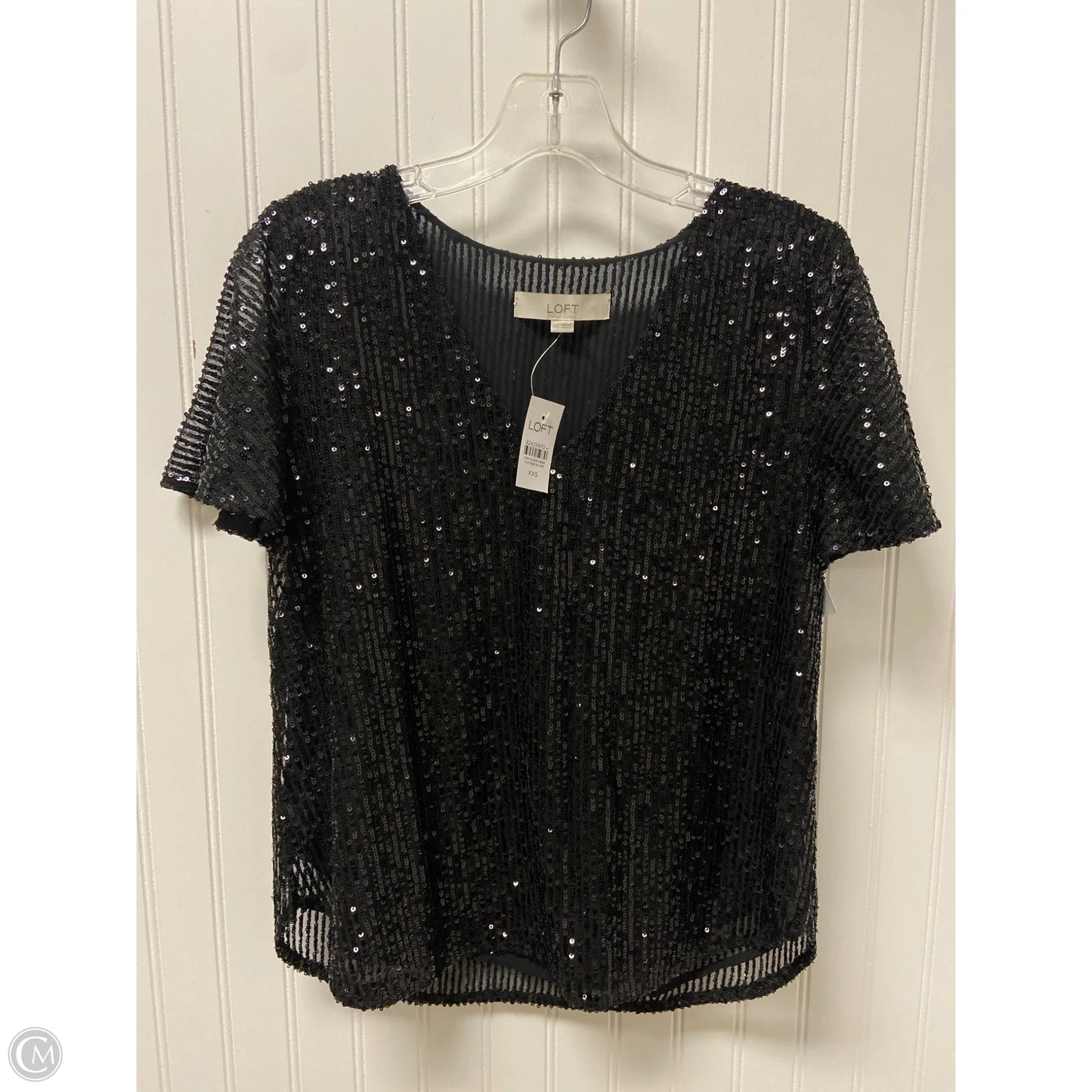 Top Short Sleeve By Loft In Black, Size: Xxs