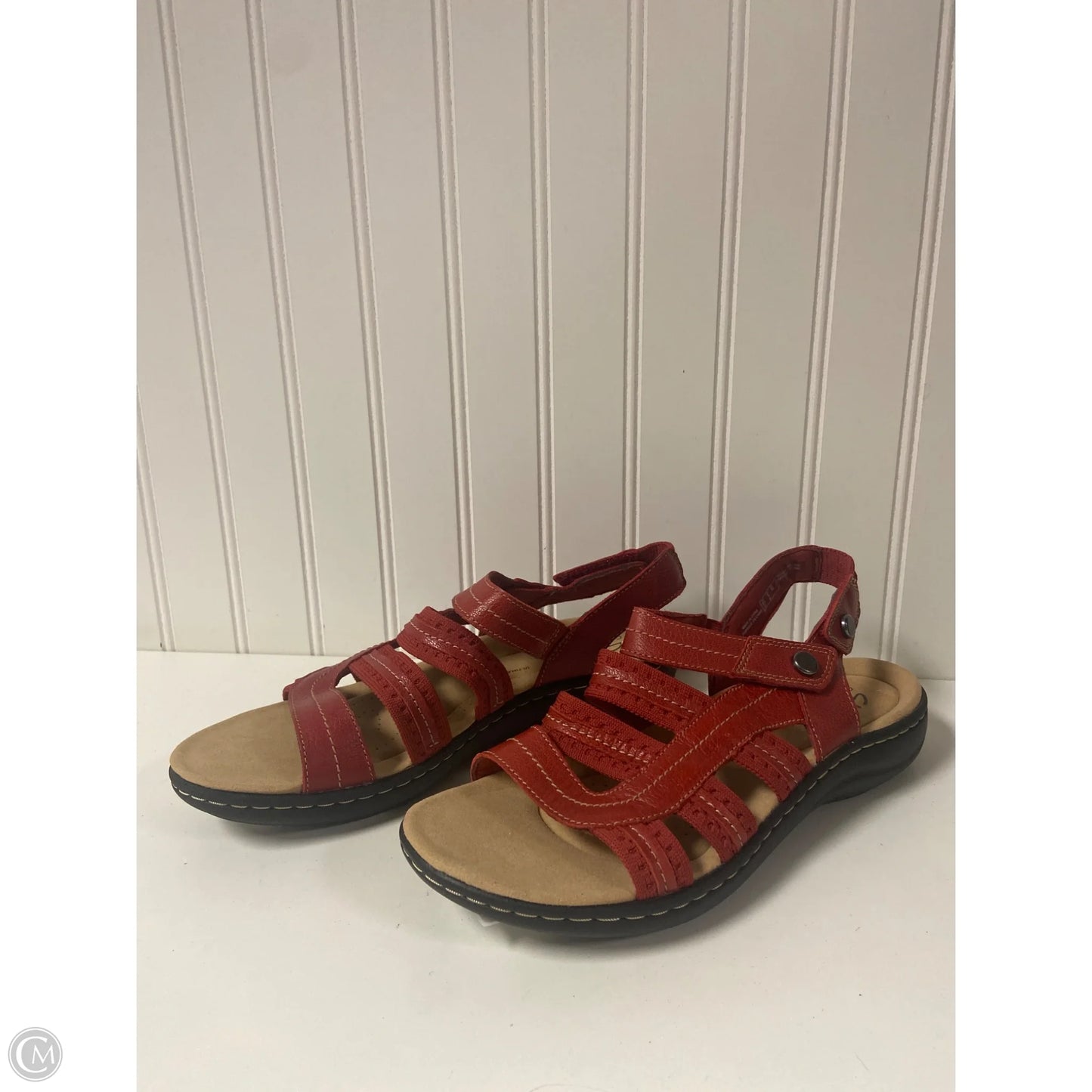 Sandals Flats By Clarks In Red, Size: 9