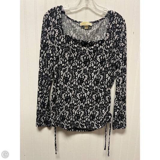 Top Long Sleeve By Michael By Michael Kors In Black & White, Size: L