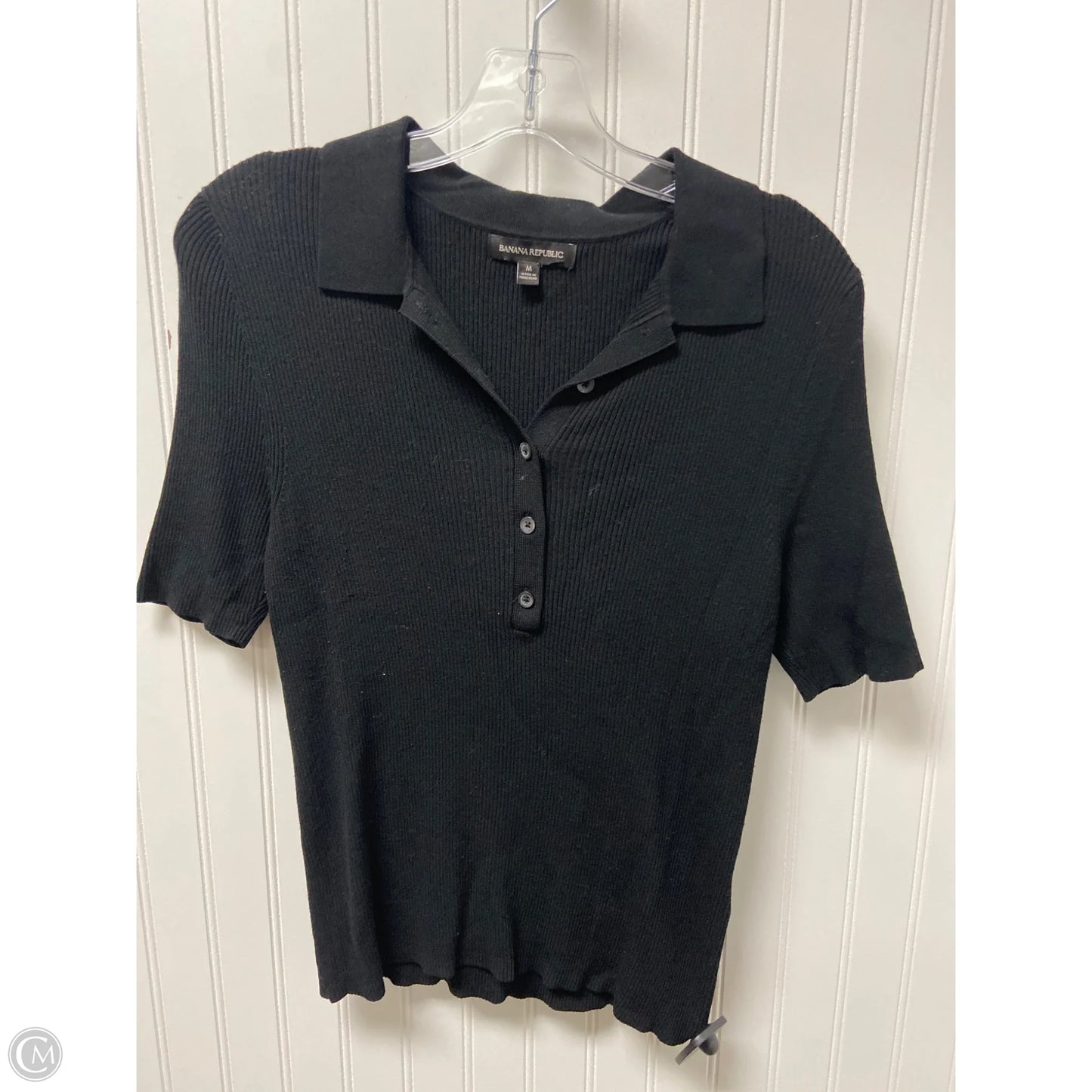 Top Short Sleeve By Banana Republic In Black, Size: M