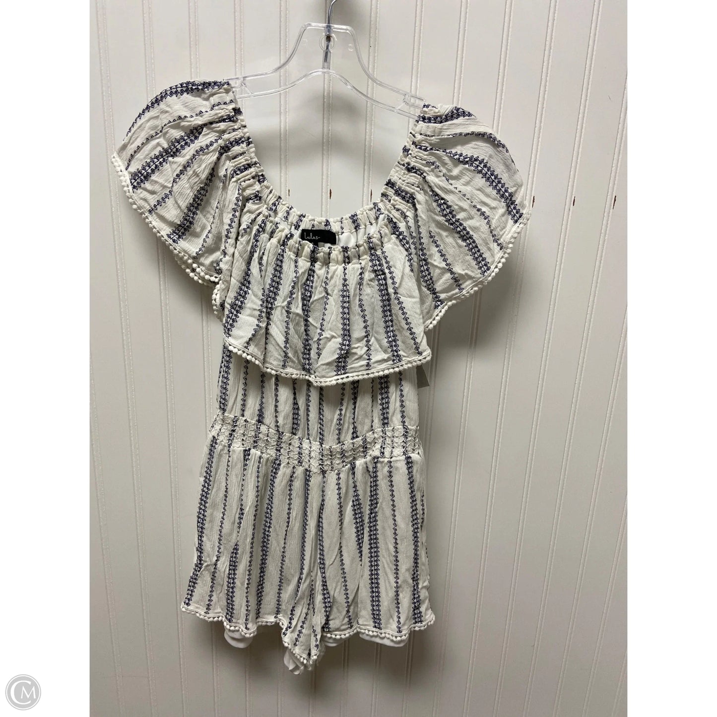 Romper By Lulus In Blue & White, Size: S