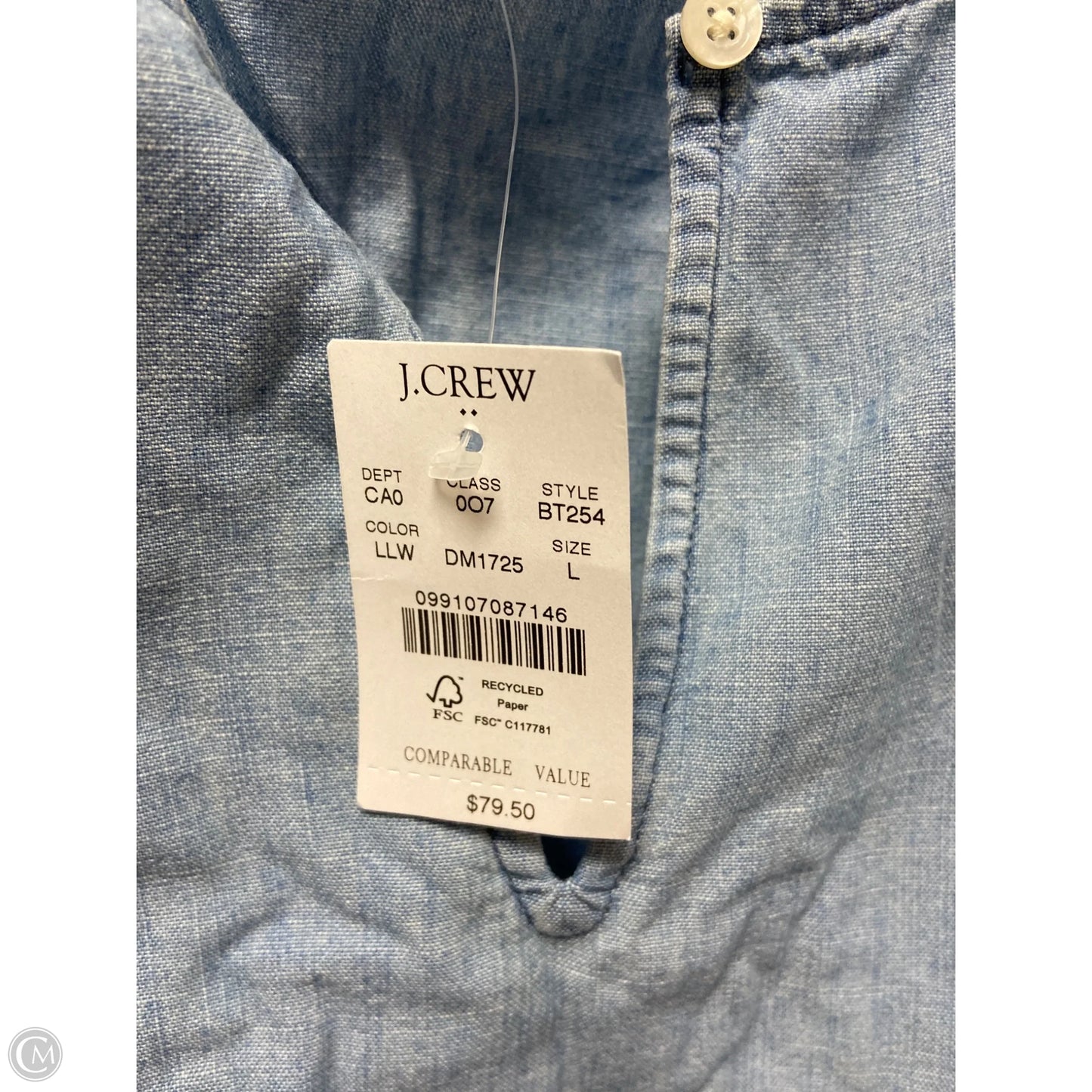 Top Short Sleeve By J. Crew In Blue Denim, Size: L
