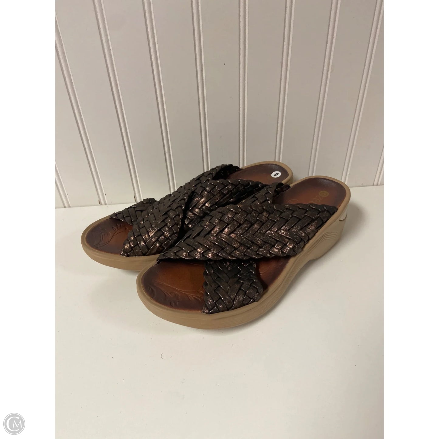 Sandals Heels Wedge By Bzees In Brown, Size: 9