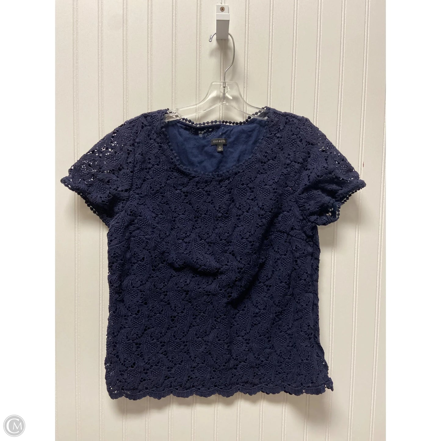 Top Short Sleeve By Talbots In Navy, Size: L