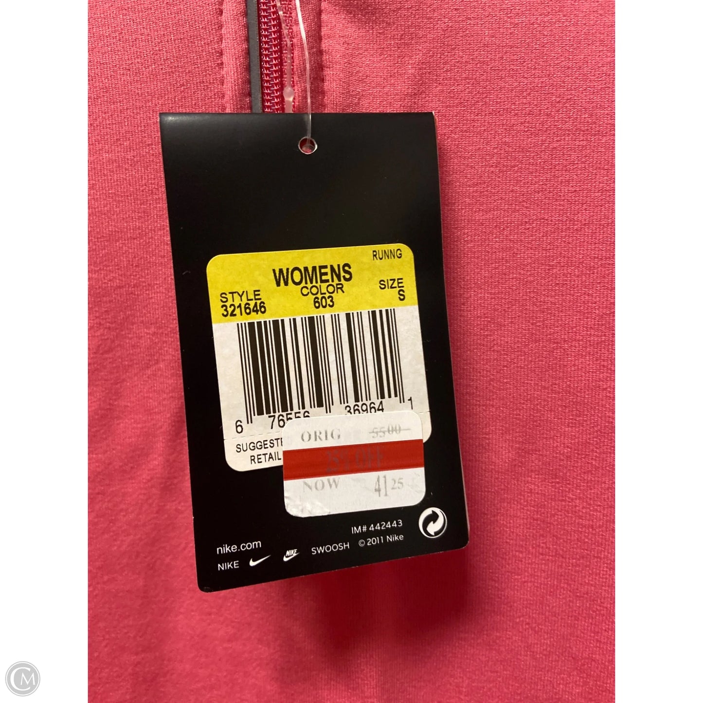Athletic Top Long Sleeve Collar By Nike In Pink, Size: S