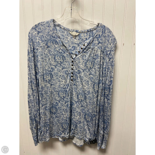 Top Long Sleeve By Lucky Brand In Blue & White, Size: M