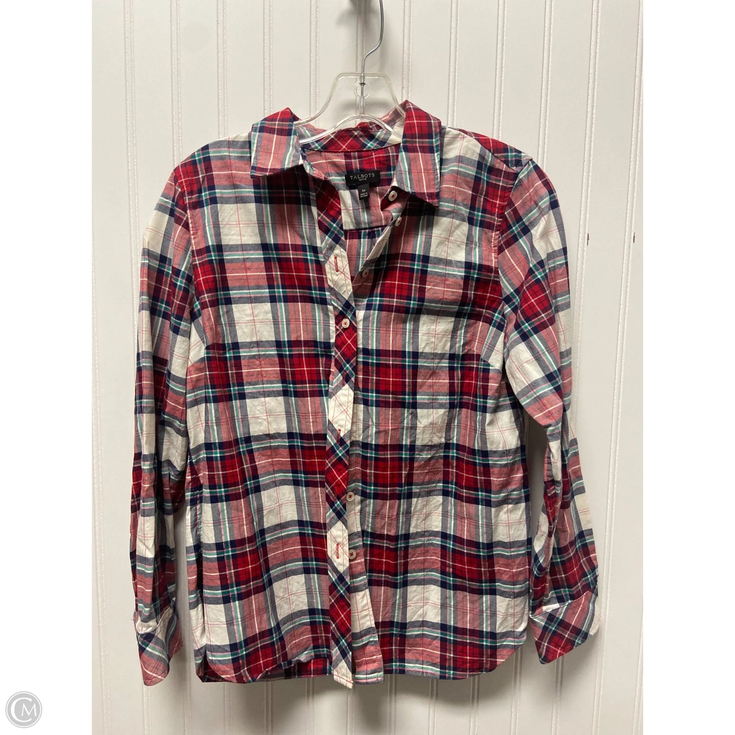 Top Long Sleeve By Talbots In Checkered Pattern, Size: S