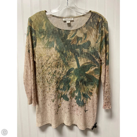 Top Long Sleeve By Coldwater Creek In Cream & Green, Size: Xs
