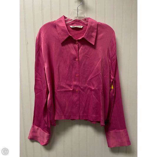 Top Long Sleeve By Zara In Pink, Size: Xl