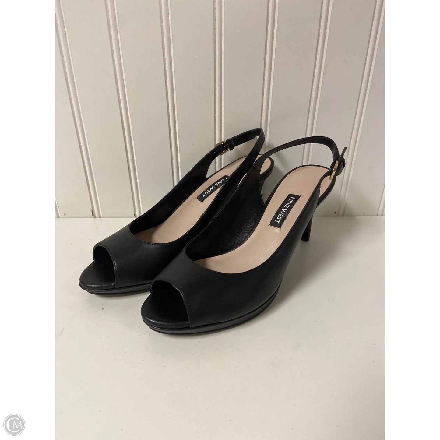 Sandals Heels Stiletto By Nine West In Black, Size: 6