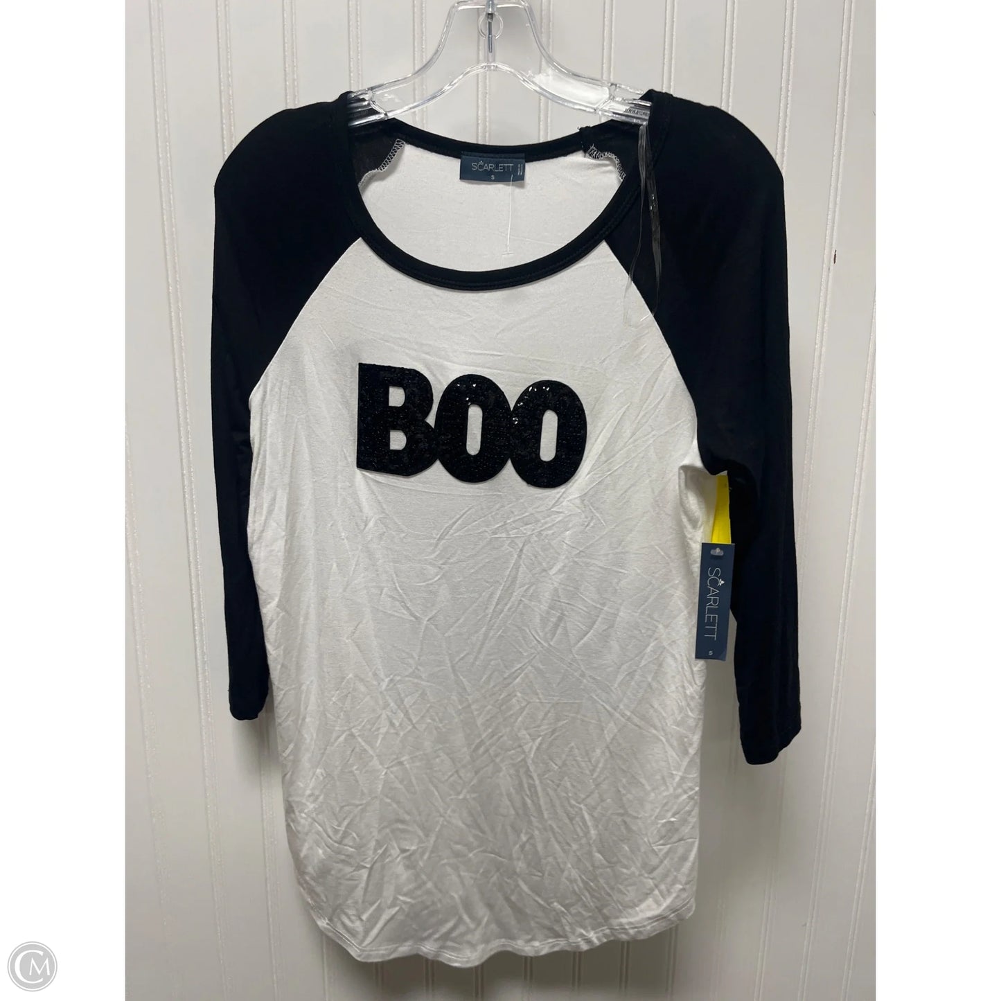 Top Long Sleeve By Scarlett In Black & White, Size: S