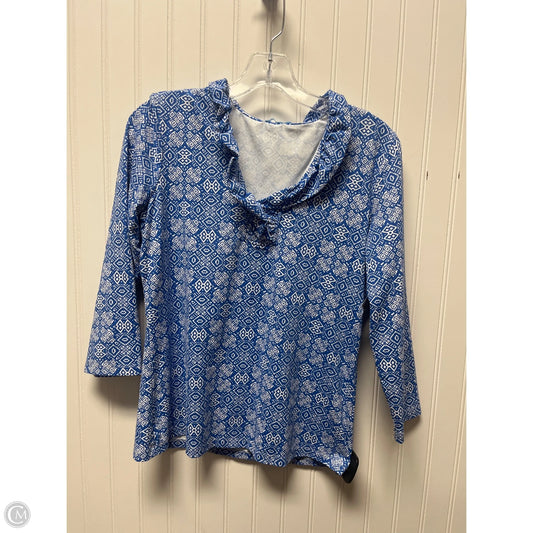 Top Long Sleeve By J Mclaughlin In Blue & White, Size: M