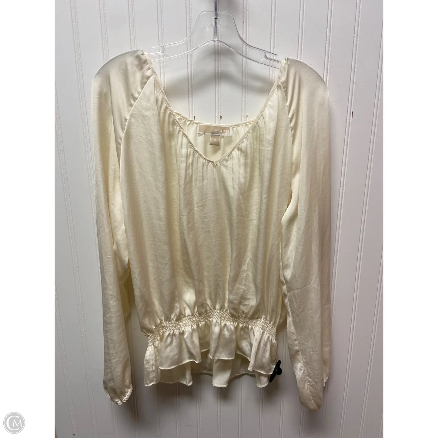 Blouse Long Sleeve By Michael By Michael Kors In Ivory, Size: Xl