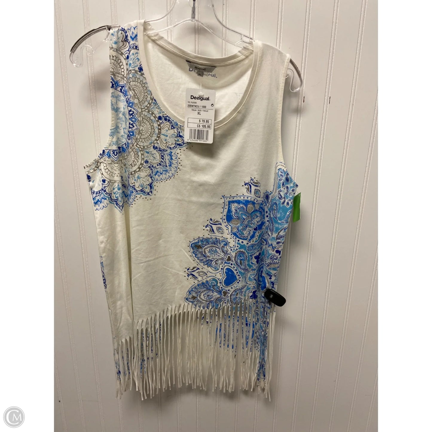 Top Sleeveless By Desigual In White, Size: Xl