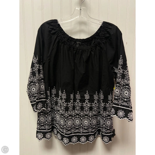Top Long Sleeve By Talbots In Black & White, Size: 1x