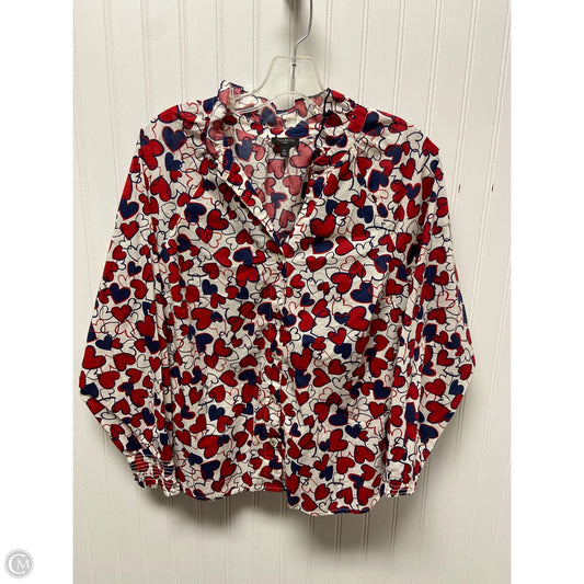Top Long Sleeve By Talbots In Blue & Red & White, Size: Mp