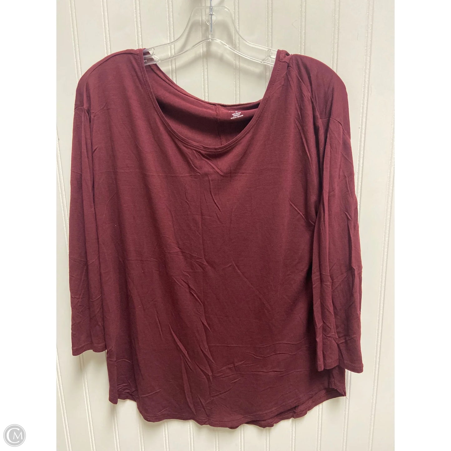 Top Long Sleeve By Ana In Maroon, Size: M