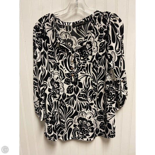 Top Long Sleeve By Carolyn Taylor In Black & White, Size: M