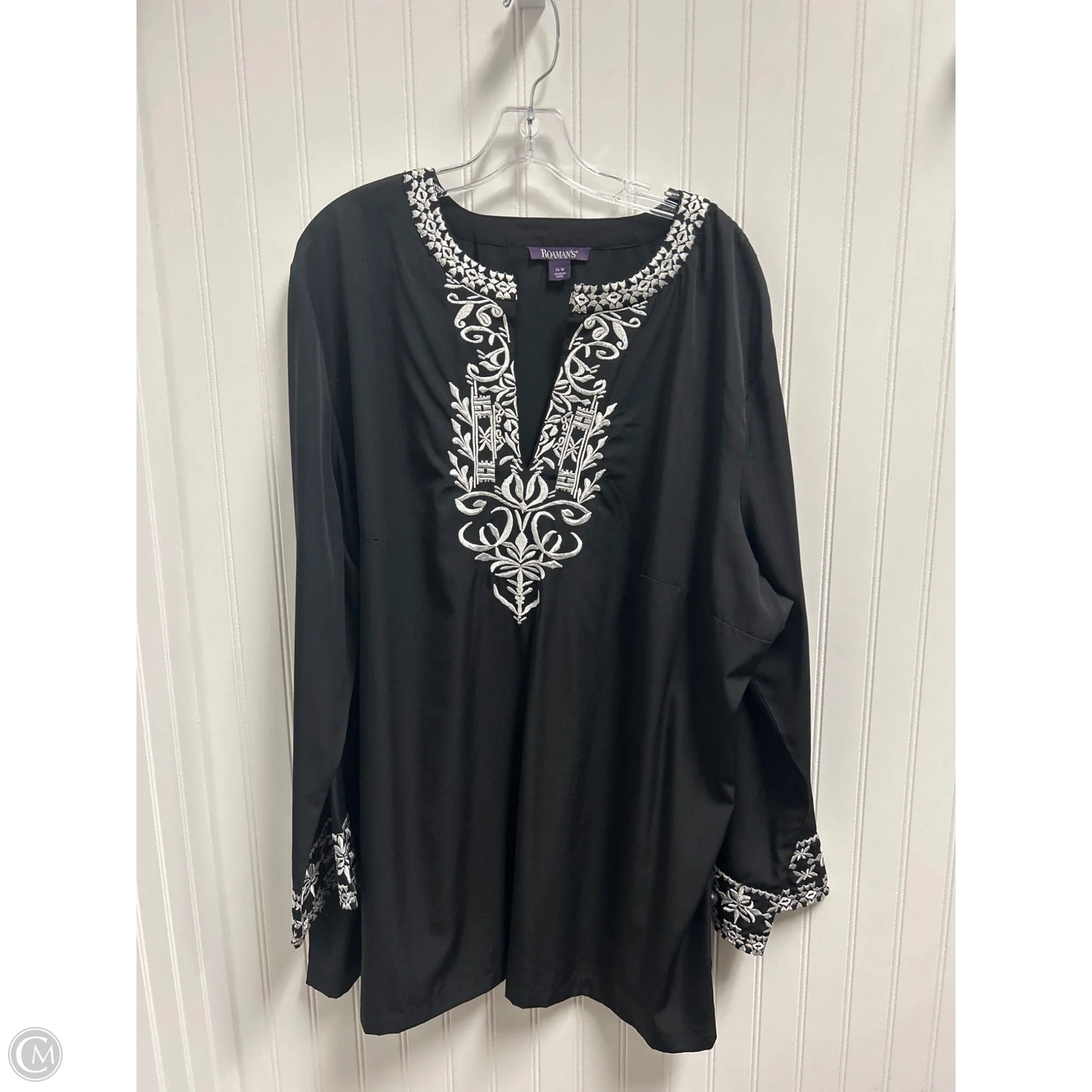 Top Long Sleeve By Romans In Black & White, Size: 4x