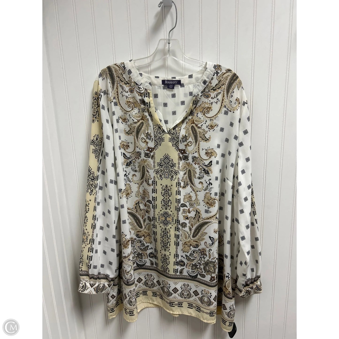 Top Long Sleeve By Romans In Cream & White, Size: 4x