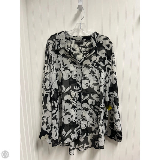 Top Long Sleeve By Lane Bryant In Black & Grey, Size: 4x