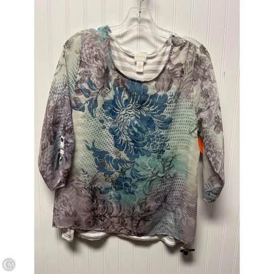 Top Long Sleeve By Chicos In Blue & Green, Size: M