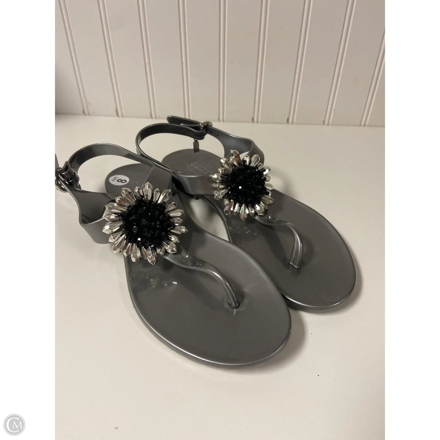 Sandals Designer By Coach In Silver, Size: 8