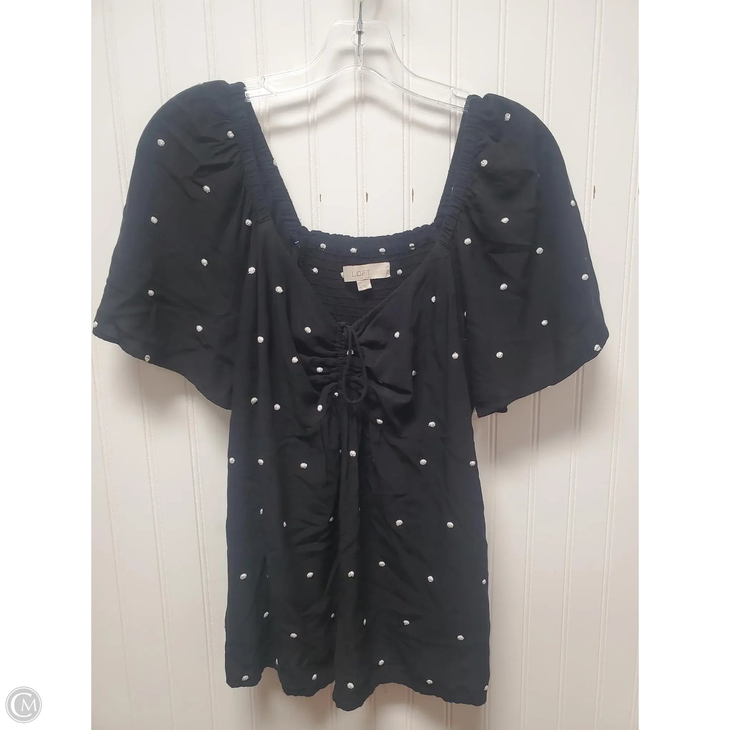 Top Short Sleeve By Loft In Black & White, Size: M
