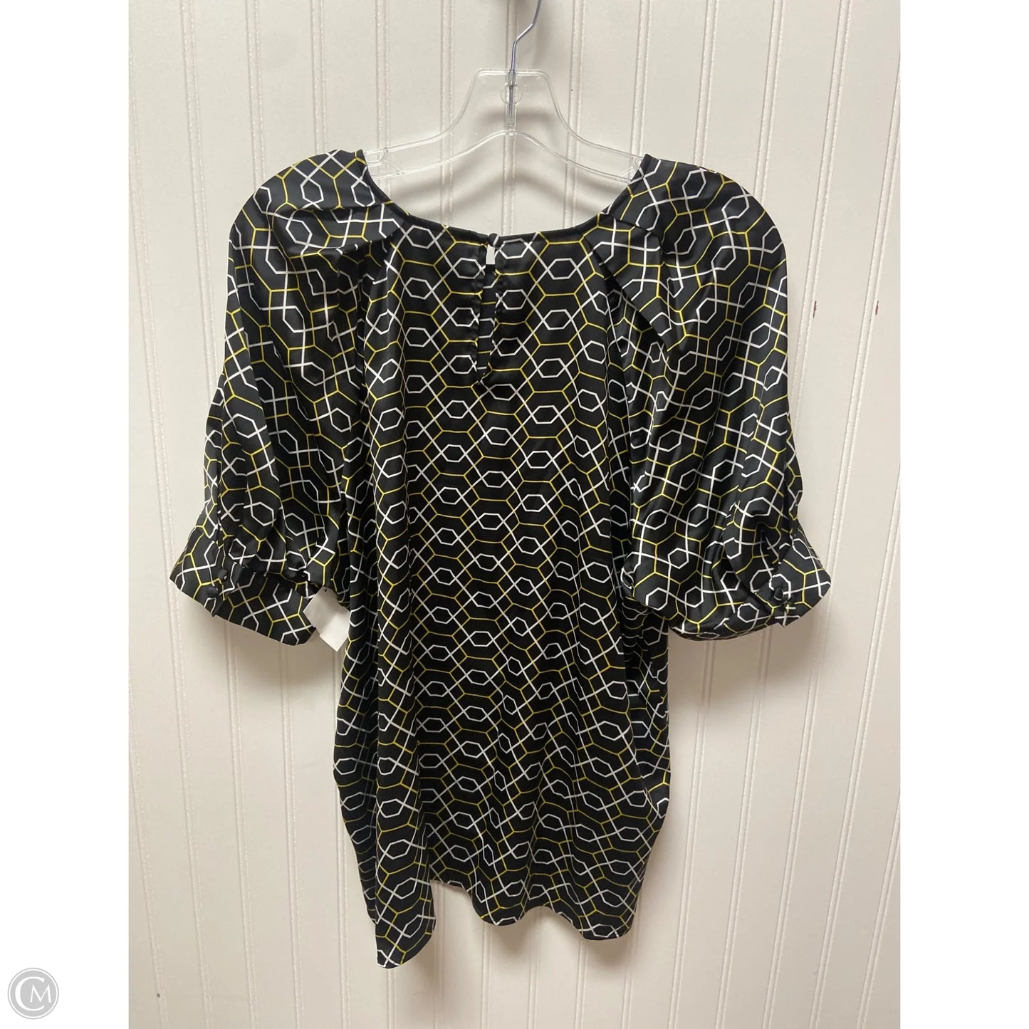 Top Short Sleeve By Worthington In Black & Yellow, Size: Xl