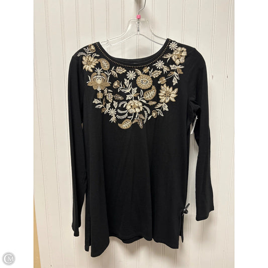 Top Long Sleeve By J. Jill In Black & Cream, Size: Xs
