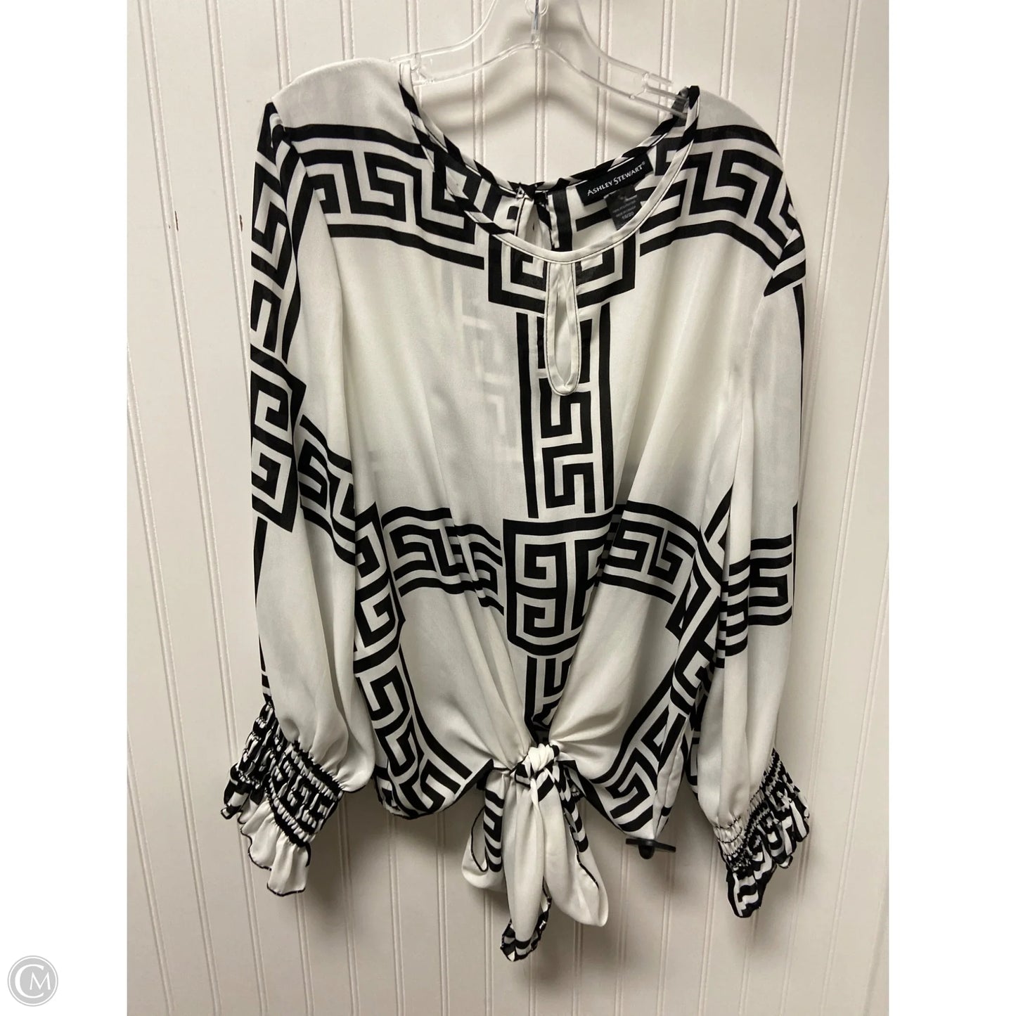 Top Long Sleeve By Ashley Stewart In Black & White, Size: 1x
