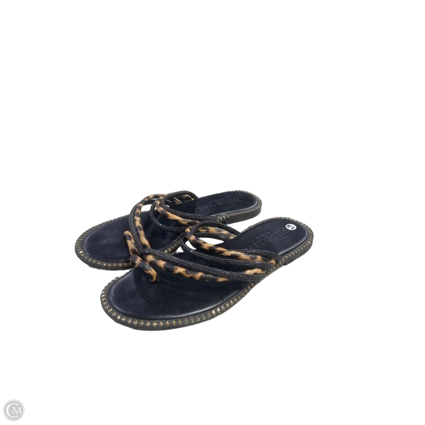 Sandals Flats By Clothes Mentor In Animal Print, Size: 7.5