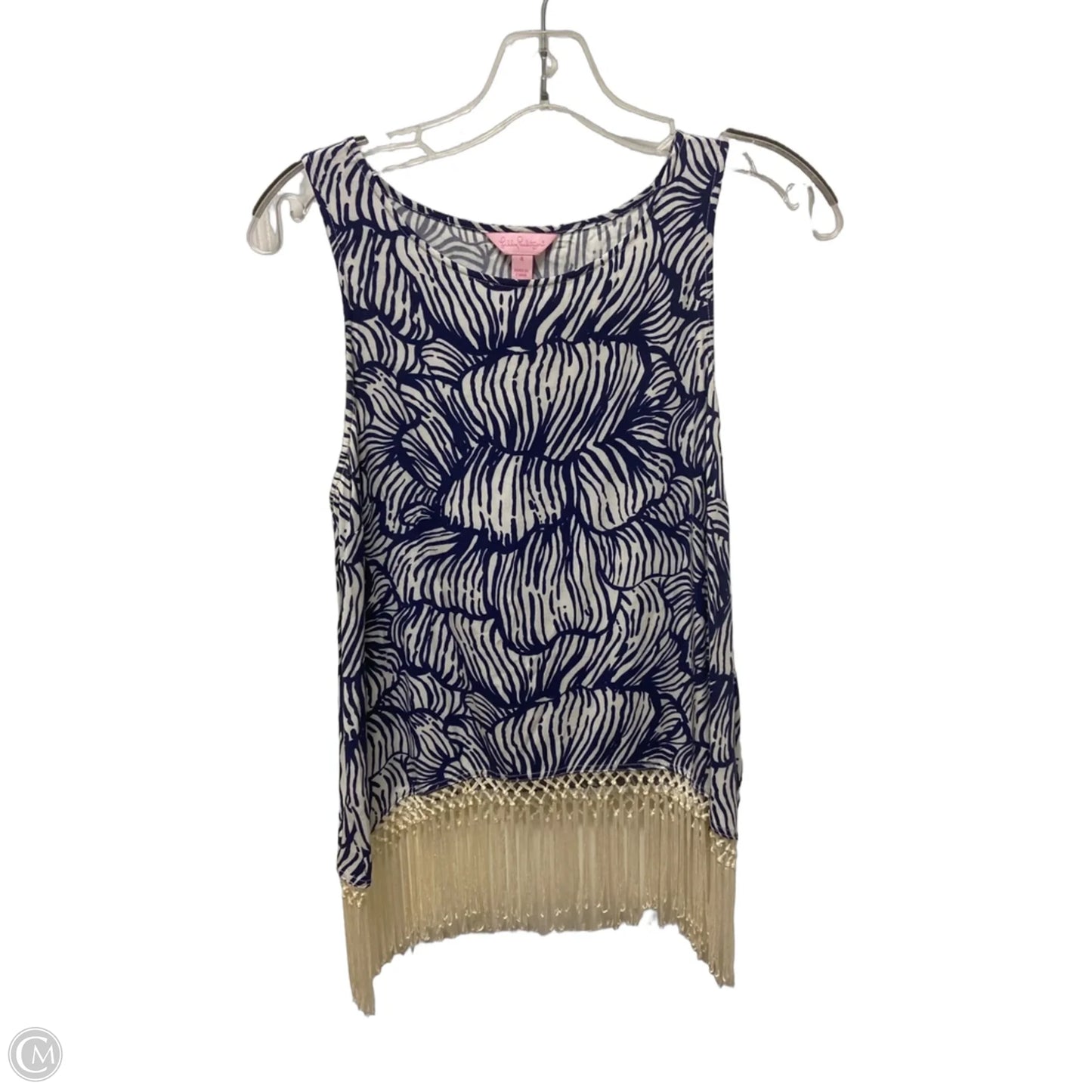 Top Sleeveless Designer By Lilly Pulitzer In Blue & White, Size: S