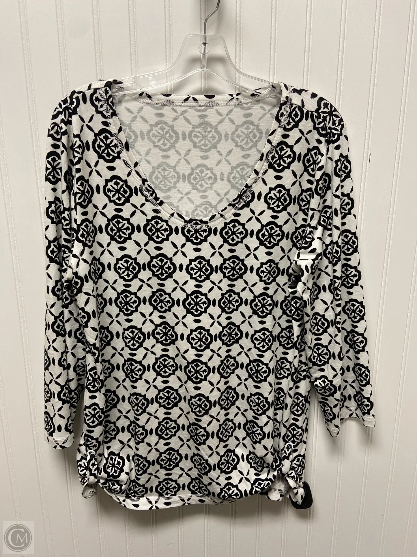 Top Long Sleeve By Talbots In Black & White, Size: L