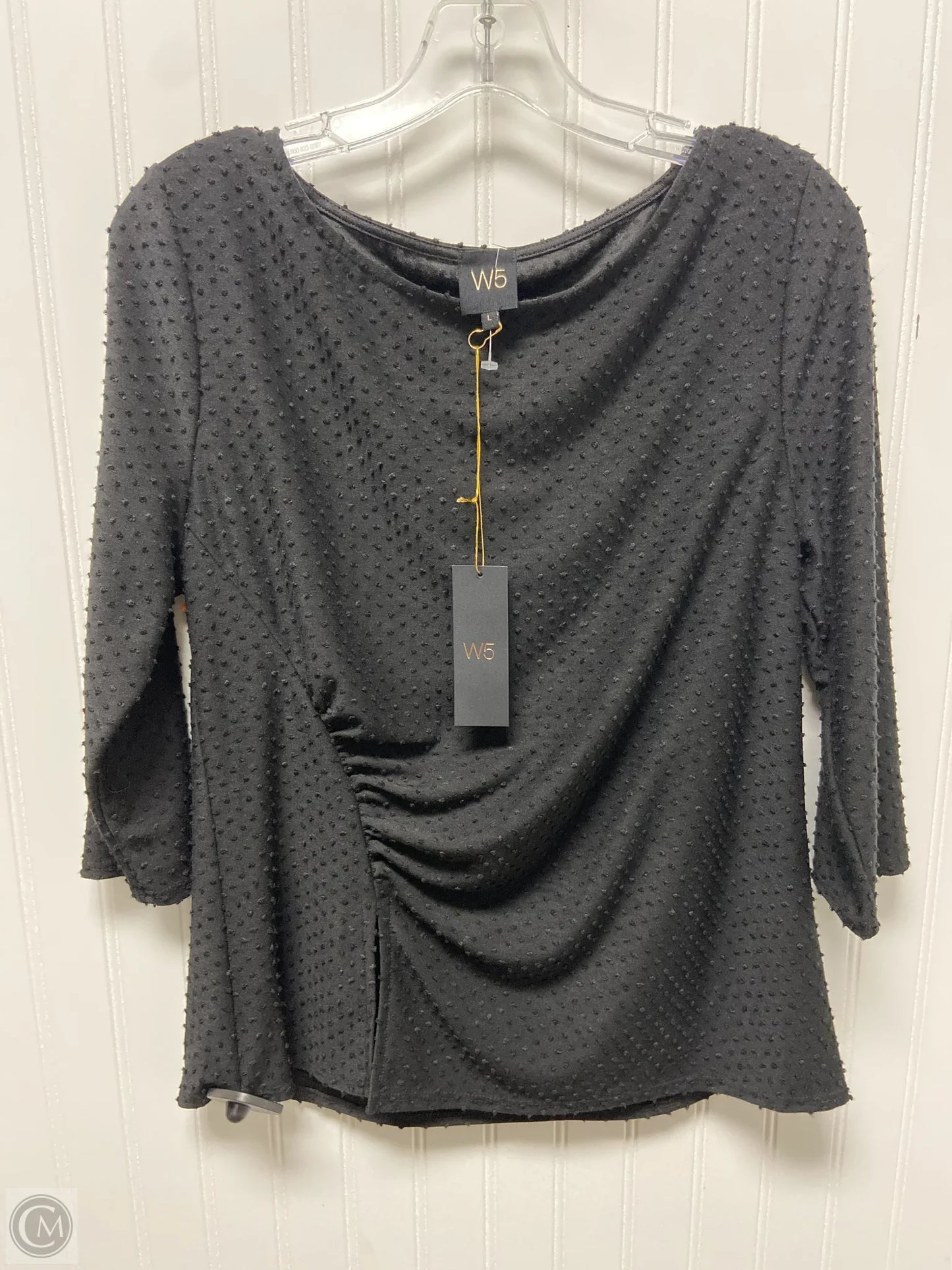 Top Long Sleeve By W5 In Black, Size: L