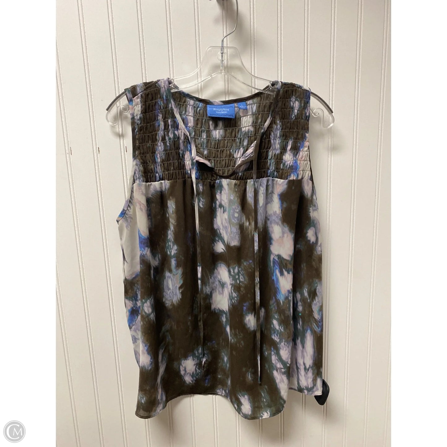 Top Sleeveless By Simply Vera In Blue & Brown, Size: L